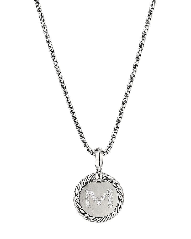 Womens M Initial Charm Necklace in Sterling Silver Product Image