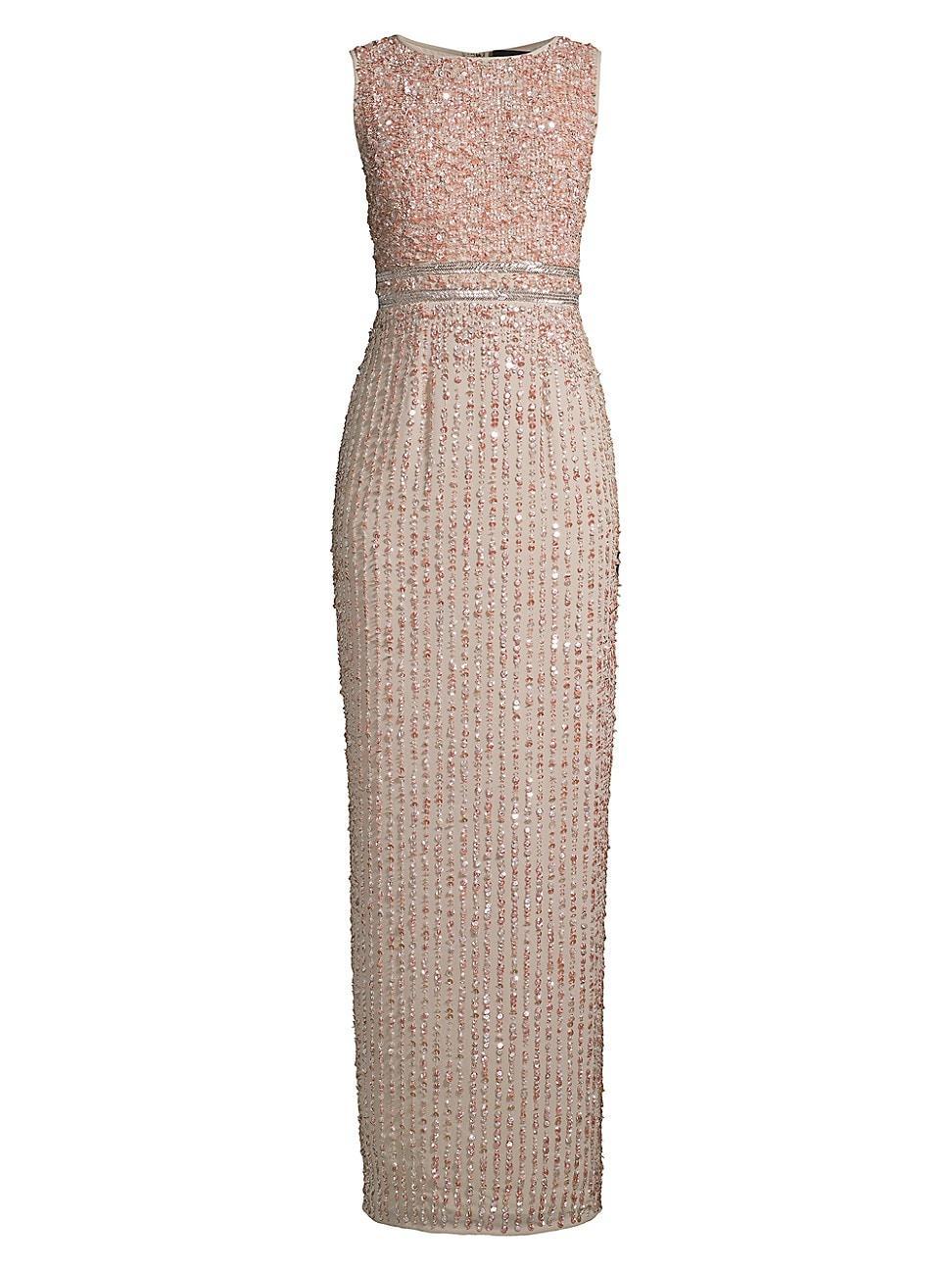 Womens Beaded Column Gown Product Image