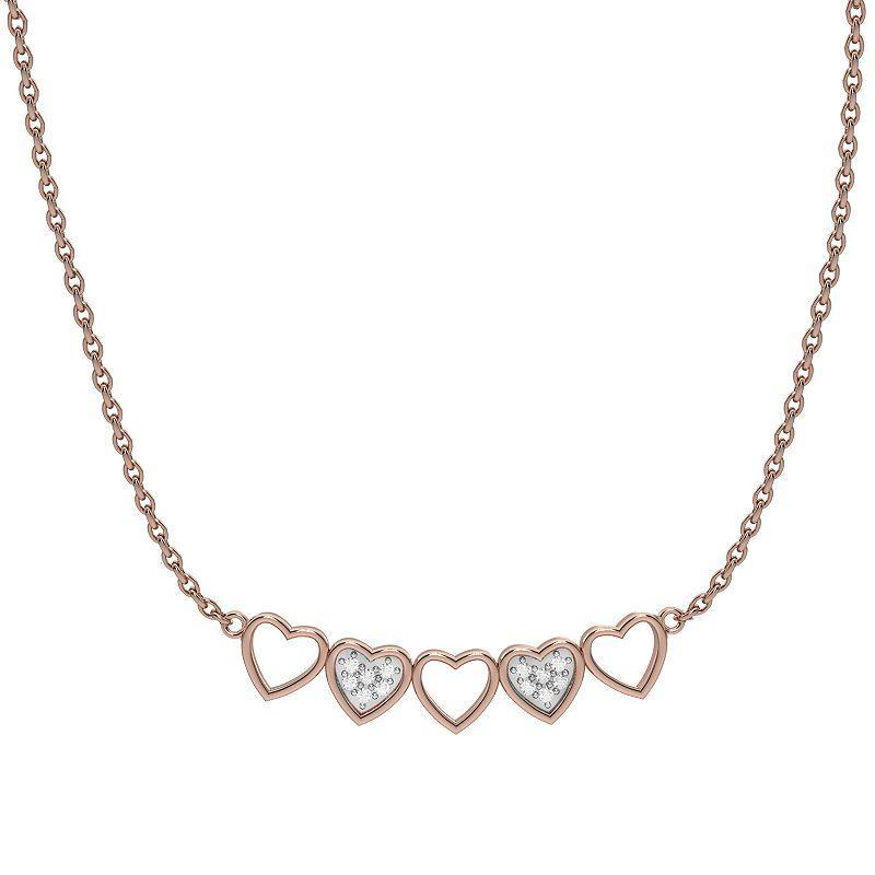 10k Rose Gold Diamond Accent Heart Necklace, Womens White Product Image