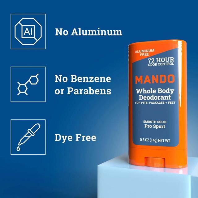 Mando Whole Body Deodorant - Men's Aluminum-Free Invisible Cream Deodorant - Pro Sport - Trial Size - 0.5oz Product Image