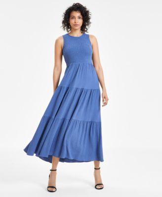 Anne Klein Womens Smocked Bodice Maxi Dress Product Image