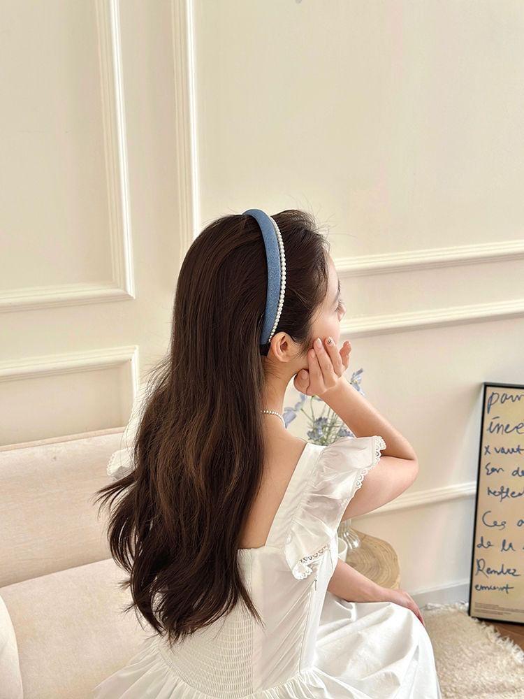 Faux Pearl Fabric Layered Headband Product Image