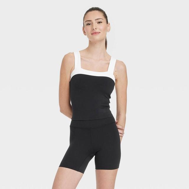 Womens Everyday Soft Square Neck Cropped Tank Top - All In Motion Black XS Product Image