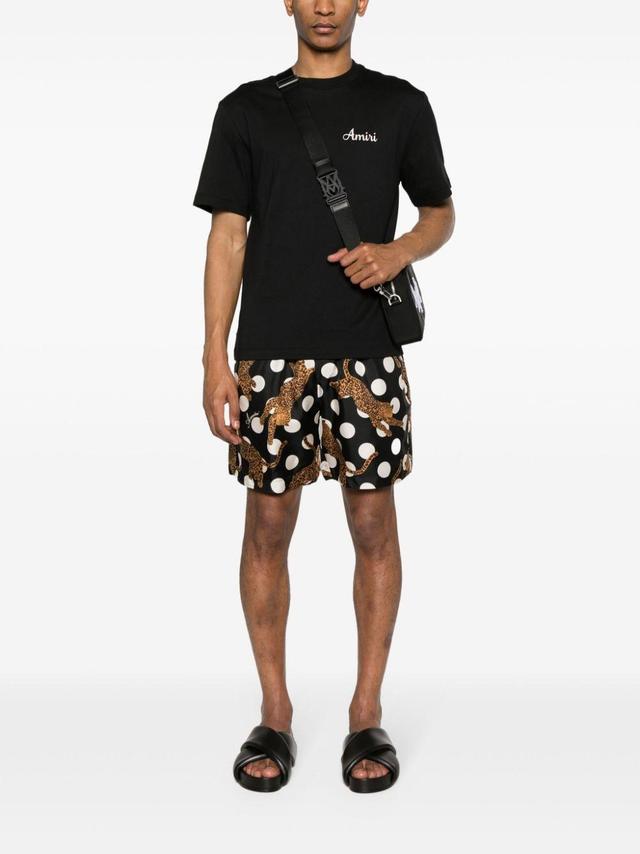 Leopard Polka Dot Shorts In Black Product Image