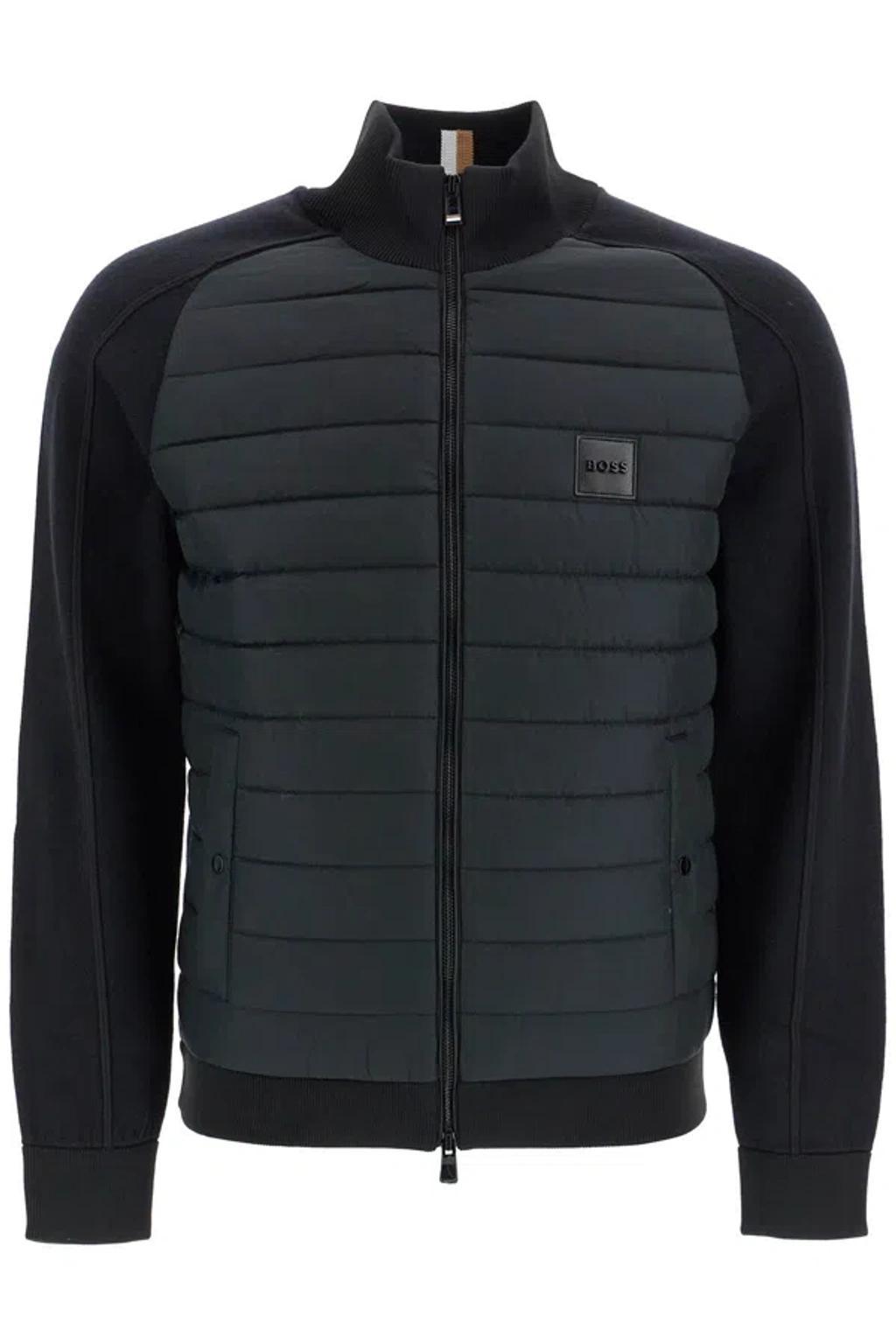 HUGO BOSS Knitted And Padded Nylon Jacket In Black Product Image