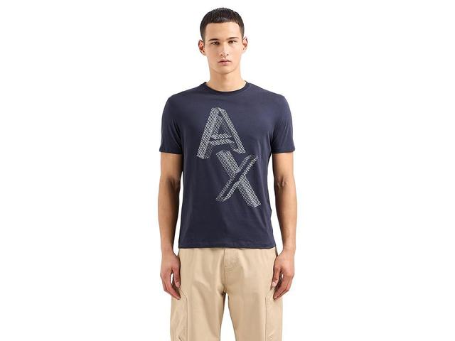 Armani Exchange Regular Fit Pima Cotton Large AX Logo Tee (Night Sky) Men's T Shirt Product Image