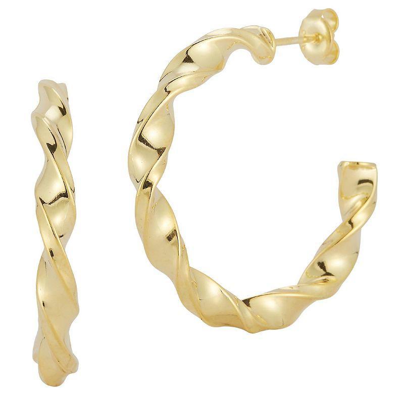 Sunkissed Sterling 14k Gold Over Sterling Silver Twist Hoop Earrings, Womens Product Image