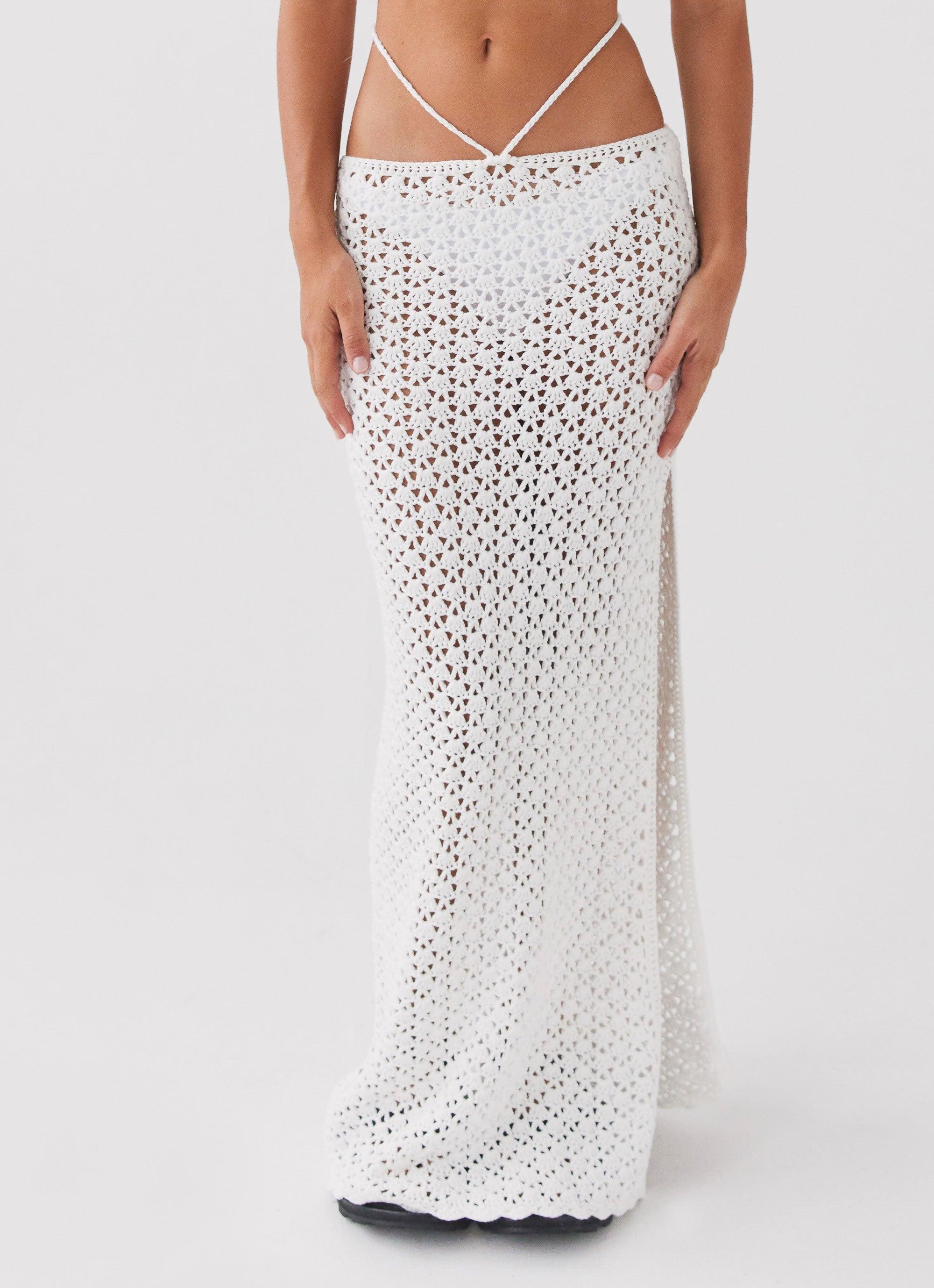 Mabel Bay Crochet Maxi Skirt - White Product Image