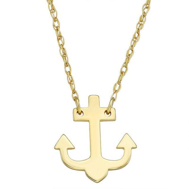 10k Gold Anchor Pendant Necklace, Womens Yellow Product Image