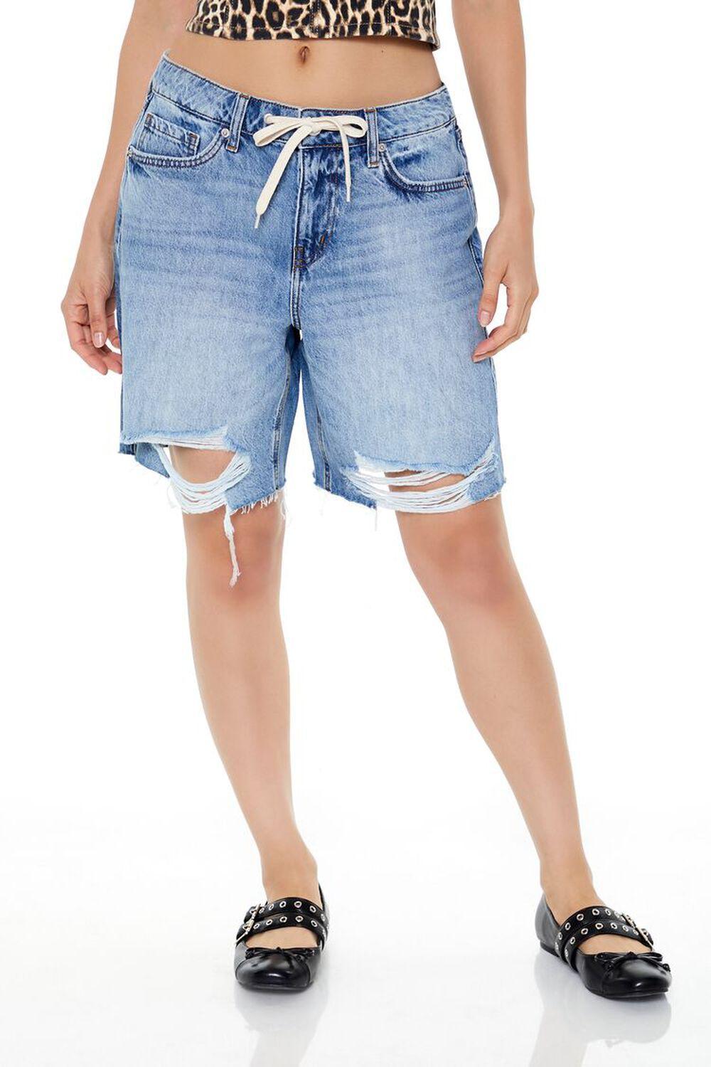 Distressed Denim Bermuda Shorts | Forever 21 Product Image