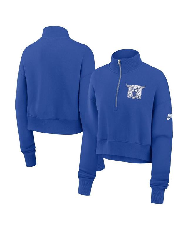 Nike Womens Royal Kentucky Wildcats Legacy Elevated Logo Cropped Half-Zip Sweatshirt Product Image