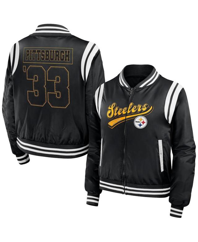 Womens Wear by Erin Andrews Black Pittsburgh Steelers Bomber Full-Zip Jacket Product Image