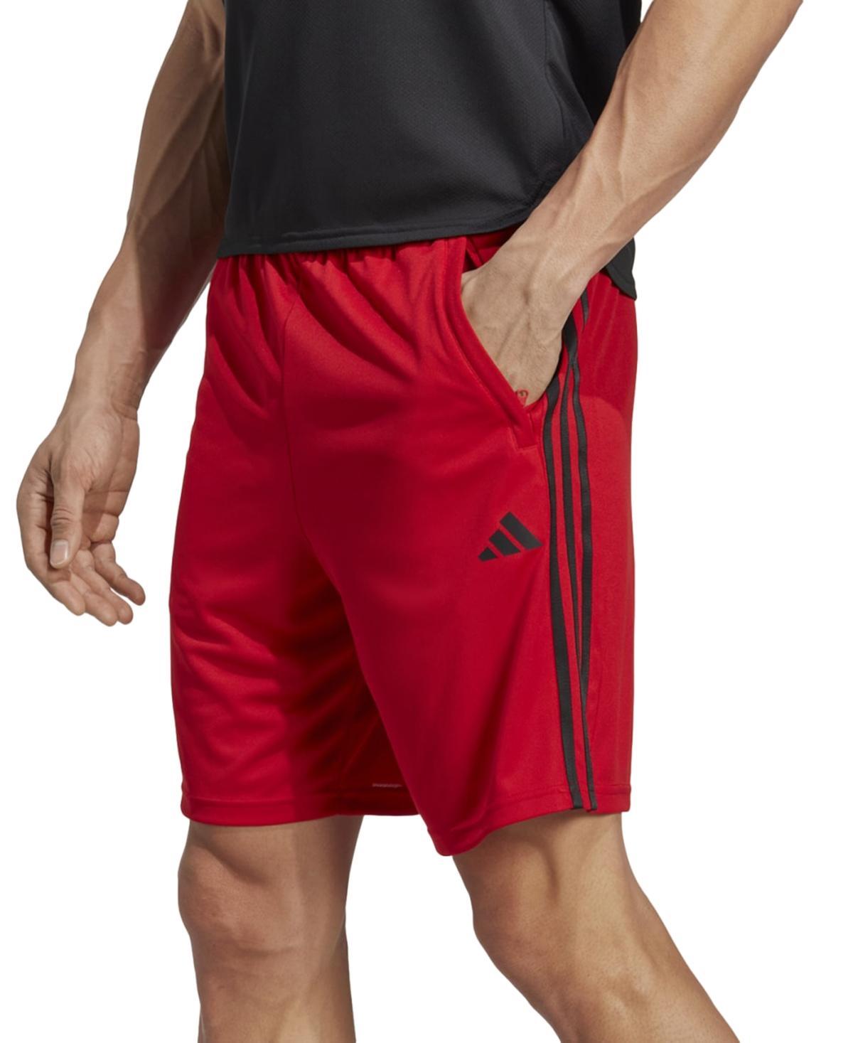 adidas Mens Train Essentials Classic-Fit Aeroready 3-Stripes 10 Training Shorts - Brite Orange Red Product Image