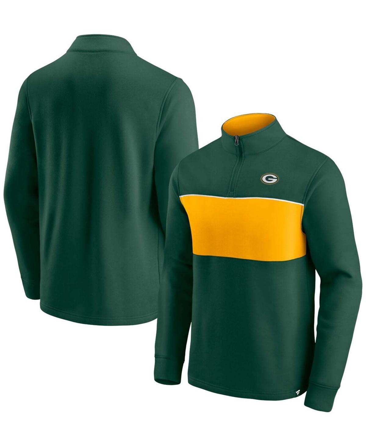 Mens Green, Gold-Tone Green Bay Packers Block Party Quarter-Zip Jacket Product Image