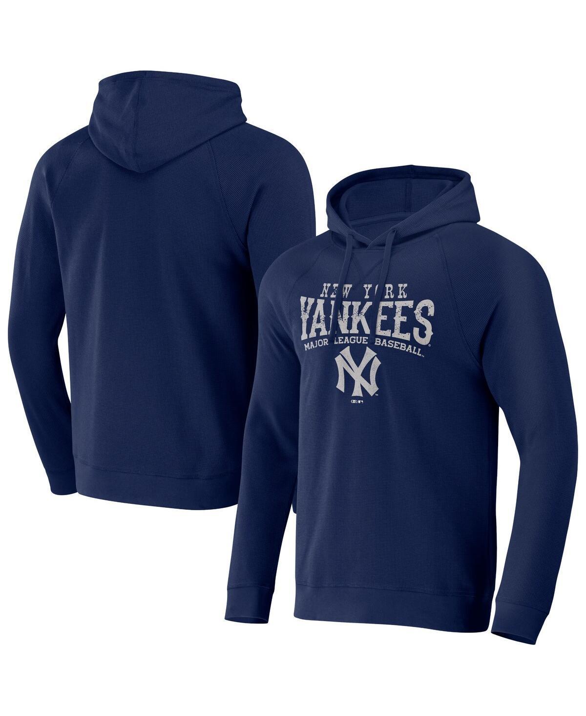 Mens Darius Rucker Collection by Fanatics Navy Cleveland Guardians Waffle-Knit Raglan Pullover Hoodie Blue Product Image