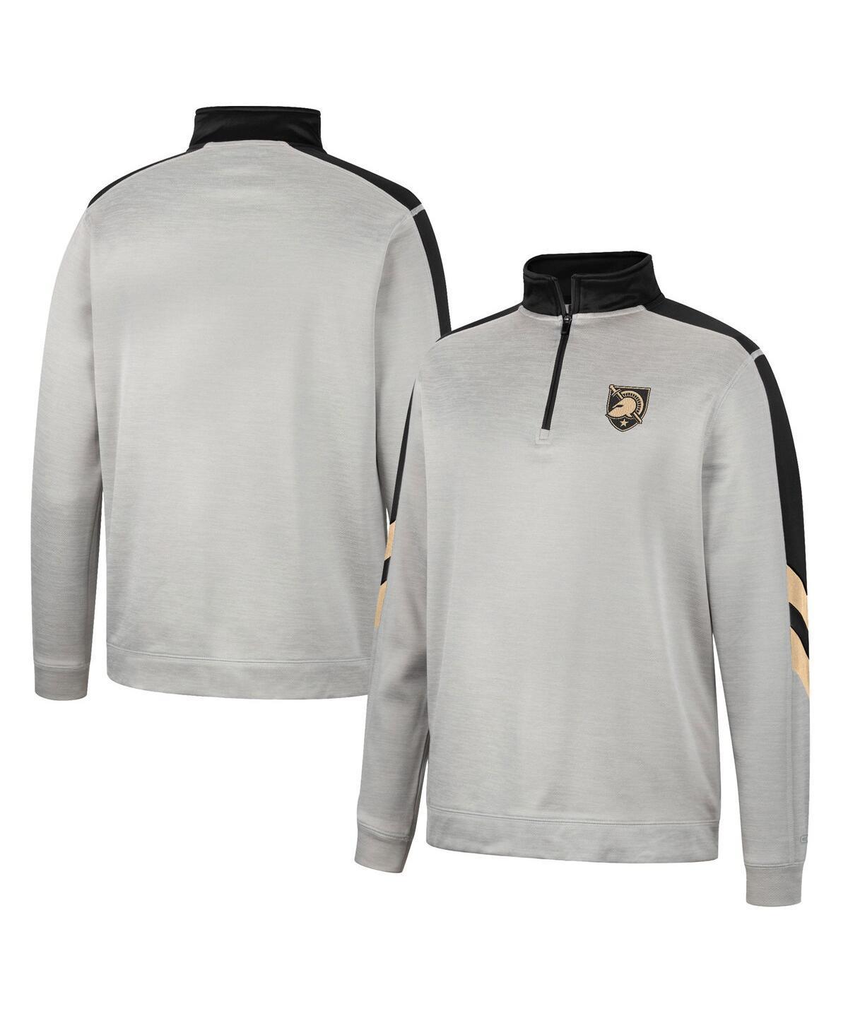 Mens Colosseum Gray and Navy Navy Midshipmen Bushwood Fleece Quarter-Zip Jacket - Gray Product Image