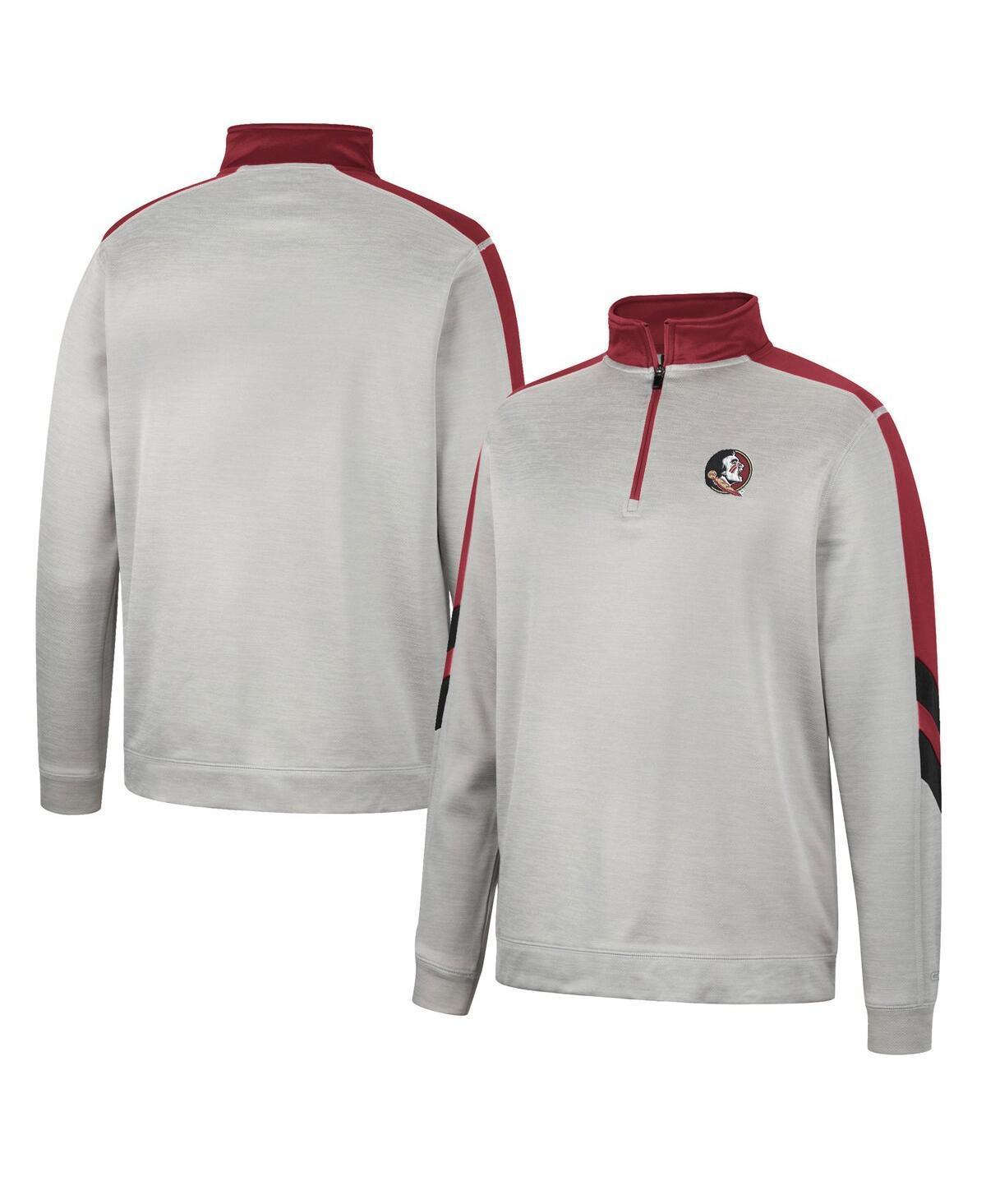 Mens Colosseum Gray/Garnet Florida State Seminoles Bushwood Fleece Quarter-Zip Jacket Product Image