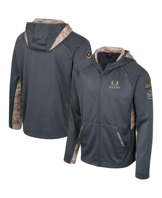 Mens Colosseum Charcoal Arkansas Razorbacks OHT Military Appreciation Camo Raglan Full-Zip Hoodie Product Image