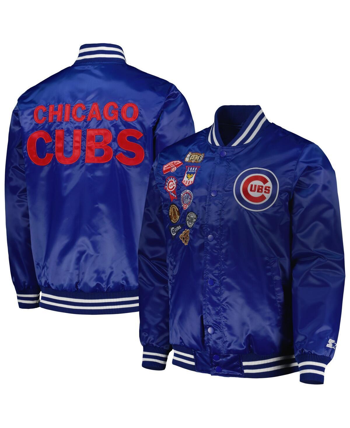 Mens Starter Royal Chicago Cubs Patch Full-Snap Jacket Product Image