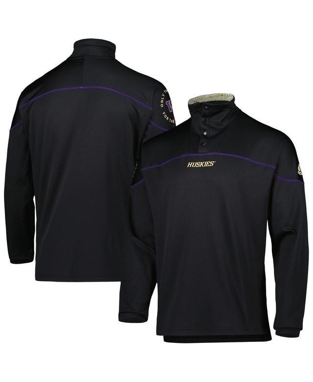 Mens adidas Washington Huskies AEROREADY Knit Quarter-Snap Jacket Product Image