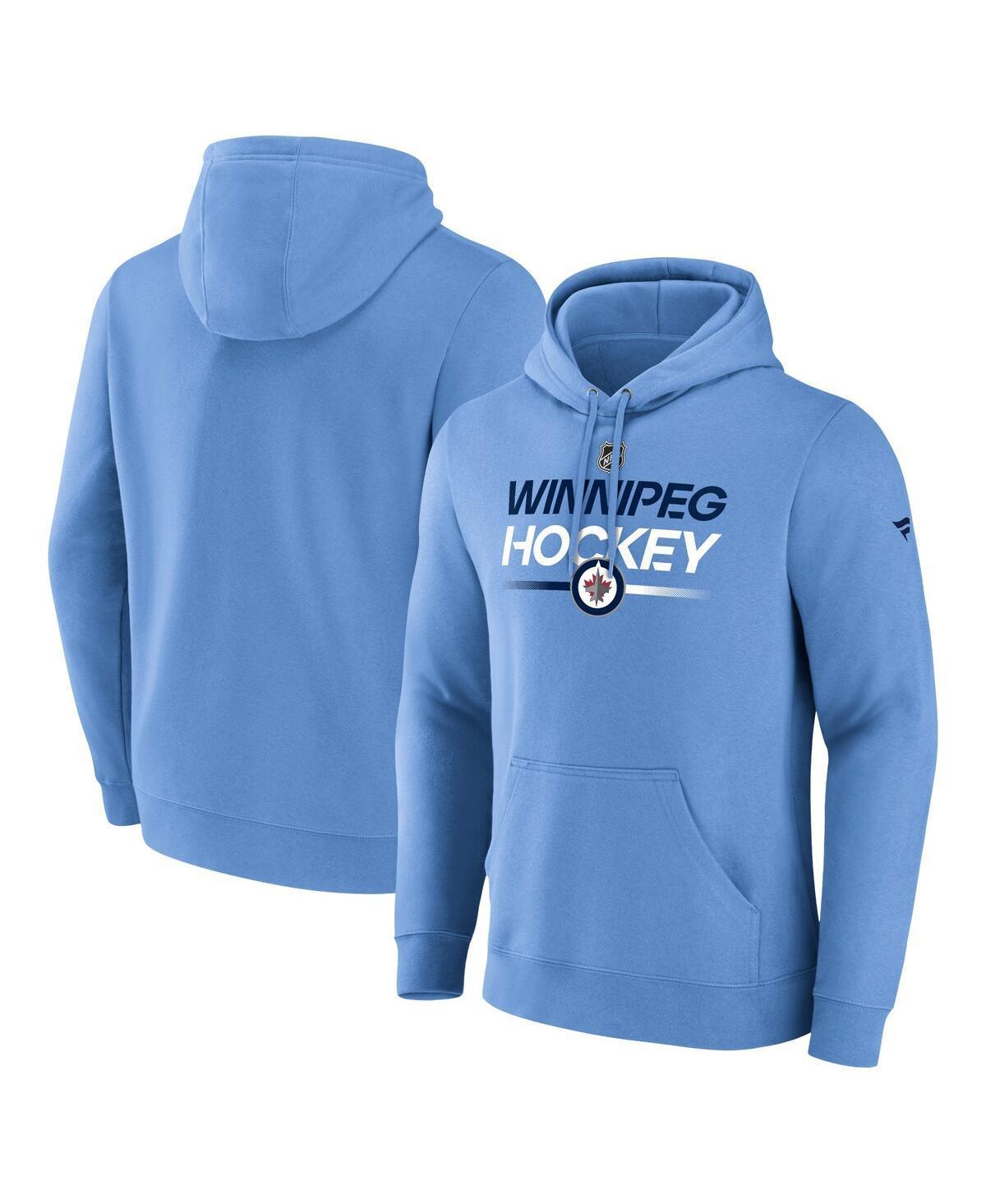 Mens Fanatics Light Blue Winnipeg Jets Alternate Wordmark Fleece Pullover Hoodie Product Image