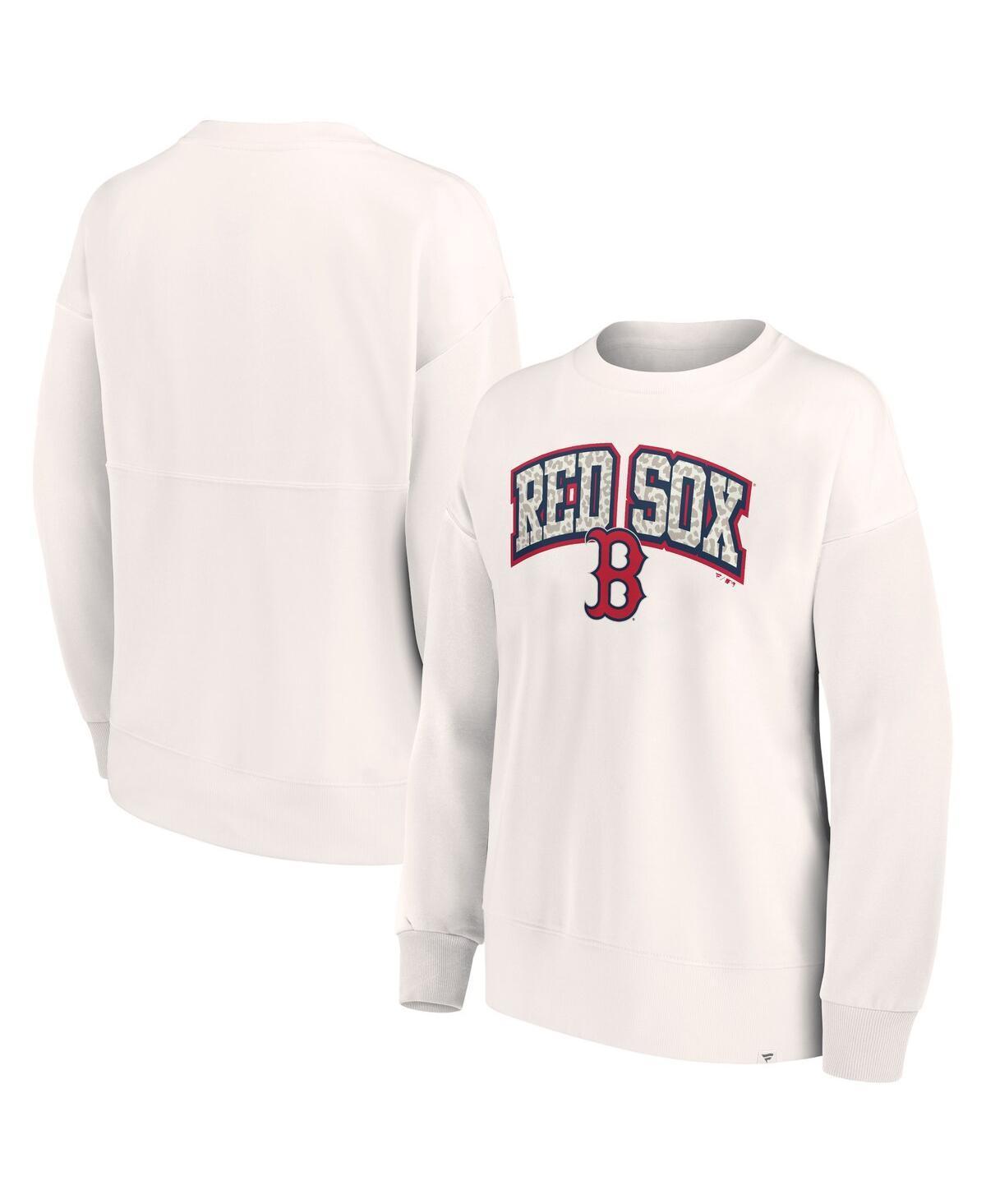 Womens Fanatics Branded Cream Boston Red Sox Leopard Pullover Sweatshirt Product Image