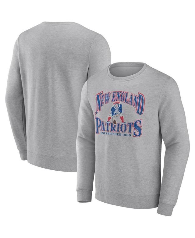 Mens Fanatics Heathered Charcoal Distressed New England Patriots Playability Pullover Sweatshirt Product Image