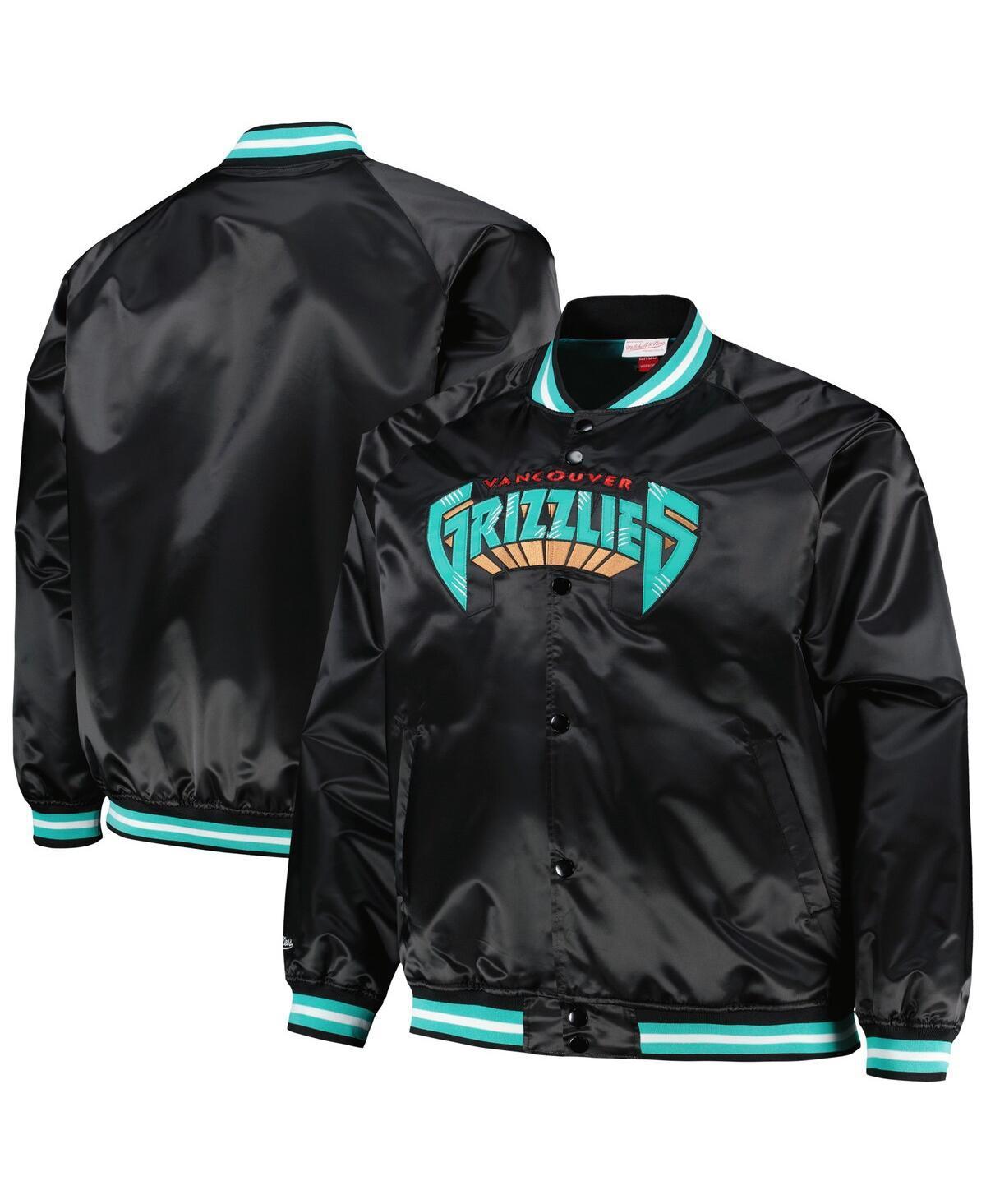 Mens Mitchell & Ness Black Vancouver Grizzlies Big & Tall Hardwood Classics Wordmark Satin Raglan Full-Zip Jacket Product Image