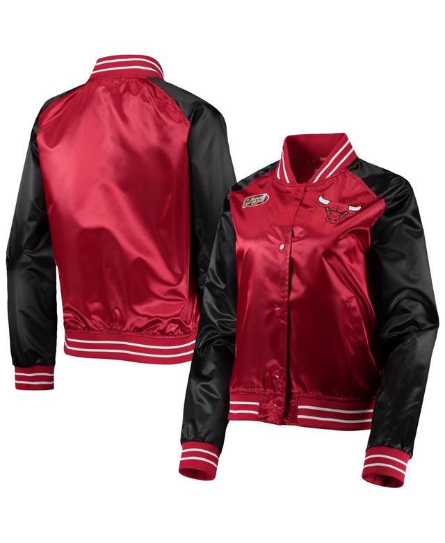 Womens Mitchell & Ness Red Chicago Bulls Hardwood Classics Raglan Satin Full-Snap Jacket Product Image