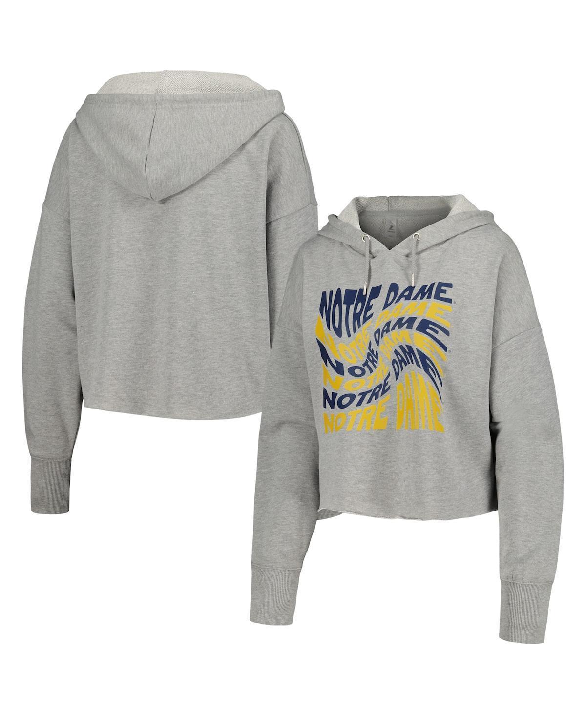 Womens ZooZatz Gray Notre Dame Fighting Irish Swirl Cropped Pullover Hoodie Product Image