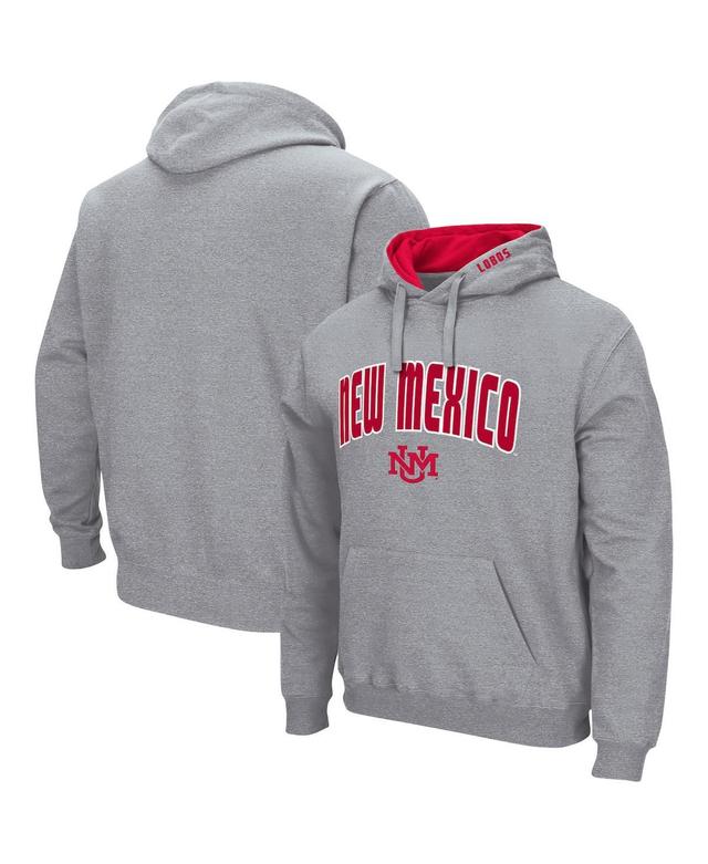 Mens Colosseum Heathered Gray New Mexico Lobos Arch and Logo Pullover Hoodie Product Image