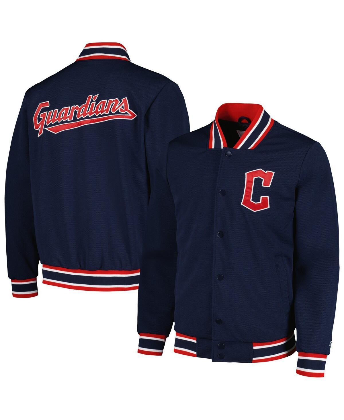 Mens Starter Navy/Red Cleveland Guardians Secret Weapon Satin Full-Snap Jacket Grd Blue Product Image