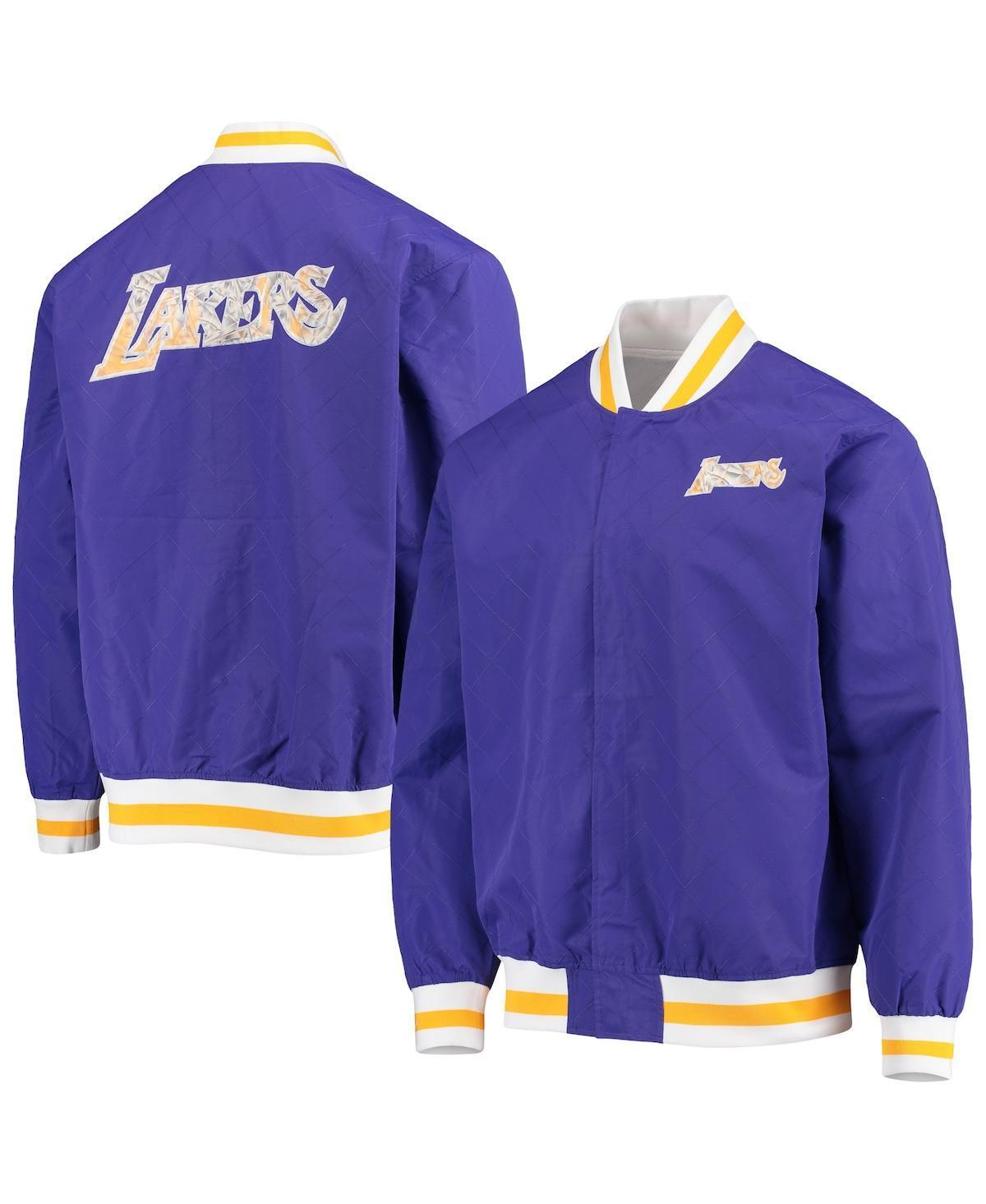 Mens Los Angeles Lakers Purple Mitchell & Ness Hardwood Classics 75th Anniversary Authentic Warmup Full-Snap Jacket Product Image