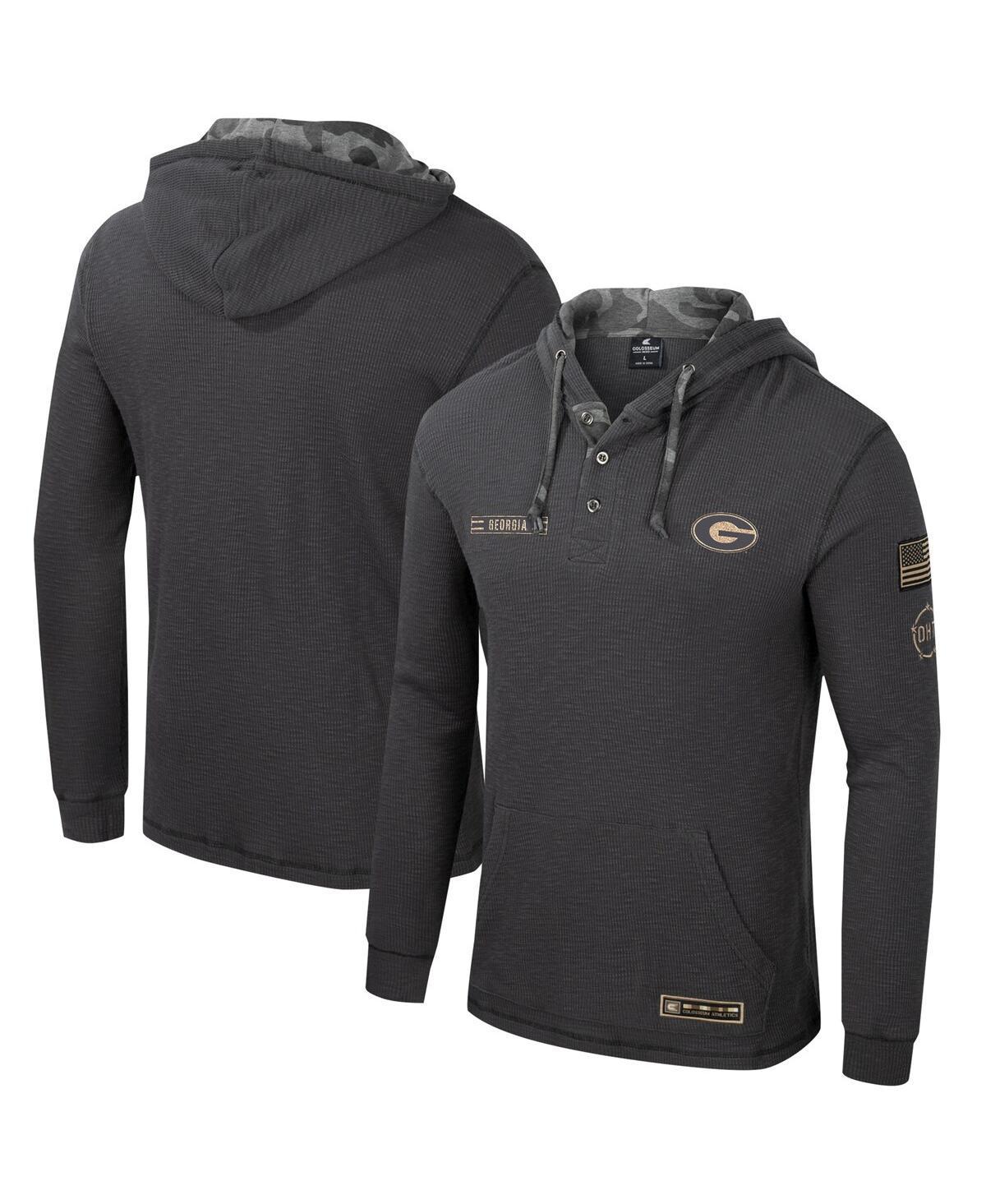 Mens Colosseum Charcoal Georgia Bulldogs OHT Military Appreciation Henley Pullover Hoodie Product Image