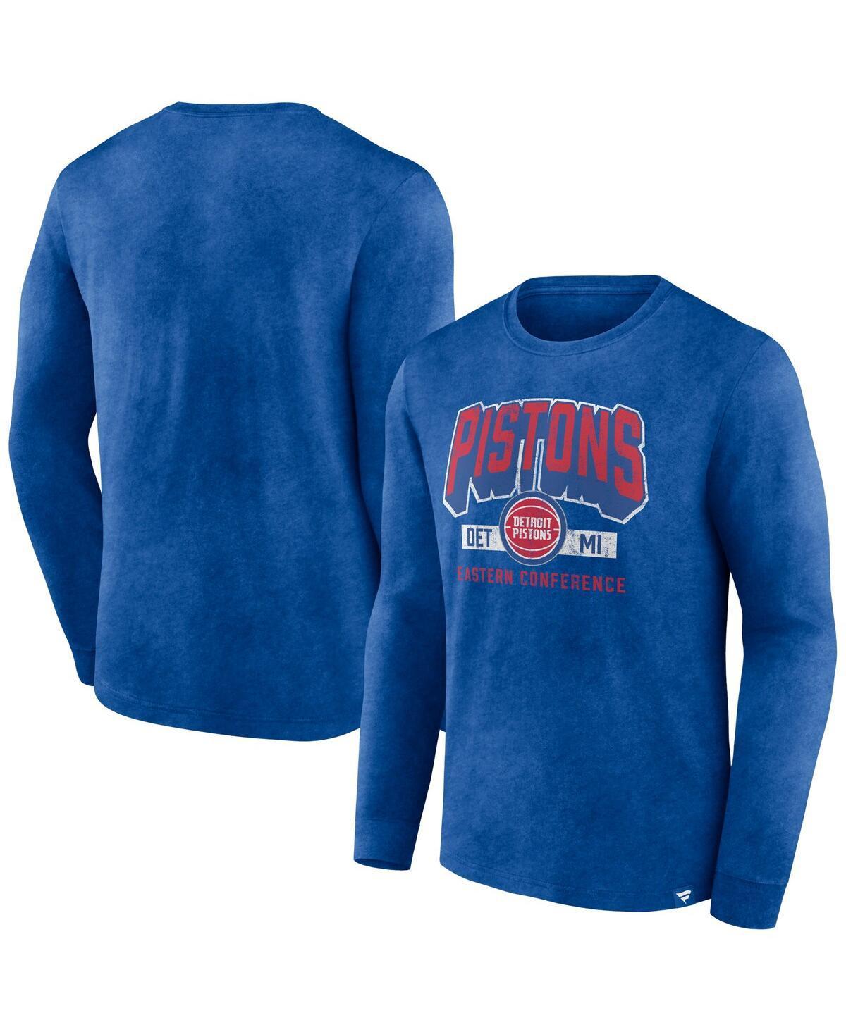 Mens Fanatics Heather Royal Distressed Detroit Pistons Front Court Press Snow Wash Long Sleeve T-shirt Product Image