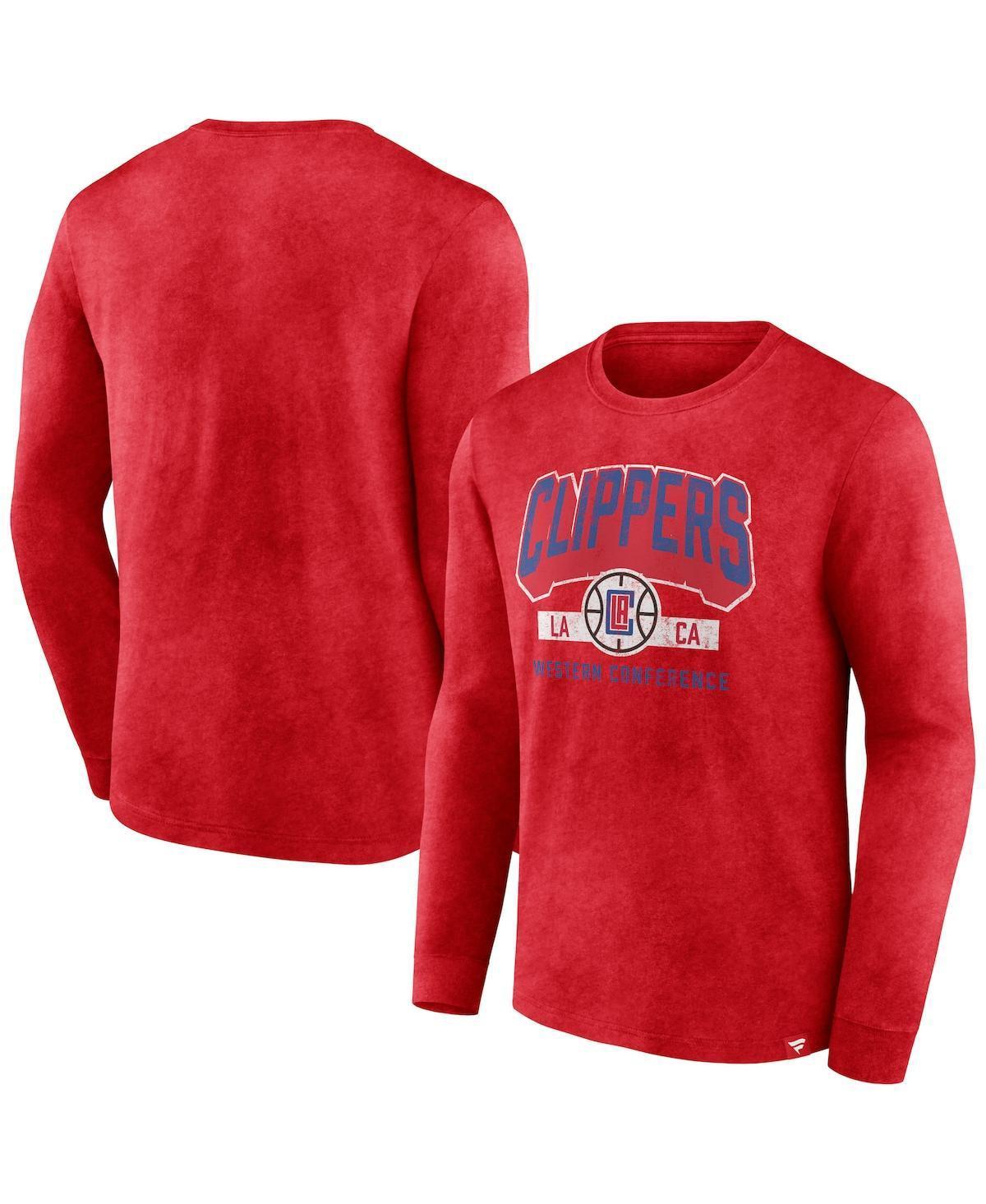 Fanatics Mens Heather Red La Clippers Front Court Press Snow Wash Long Sleeve T-Shirt Product Image