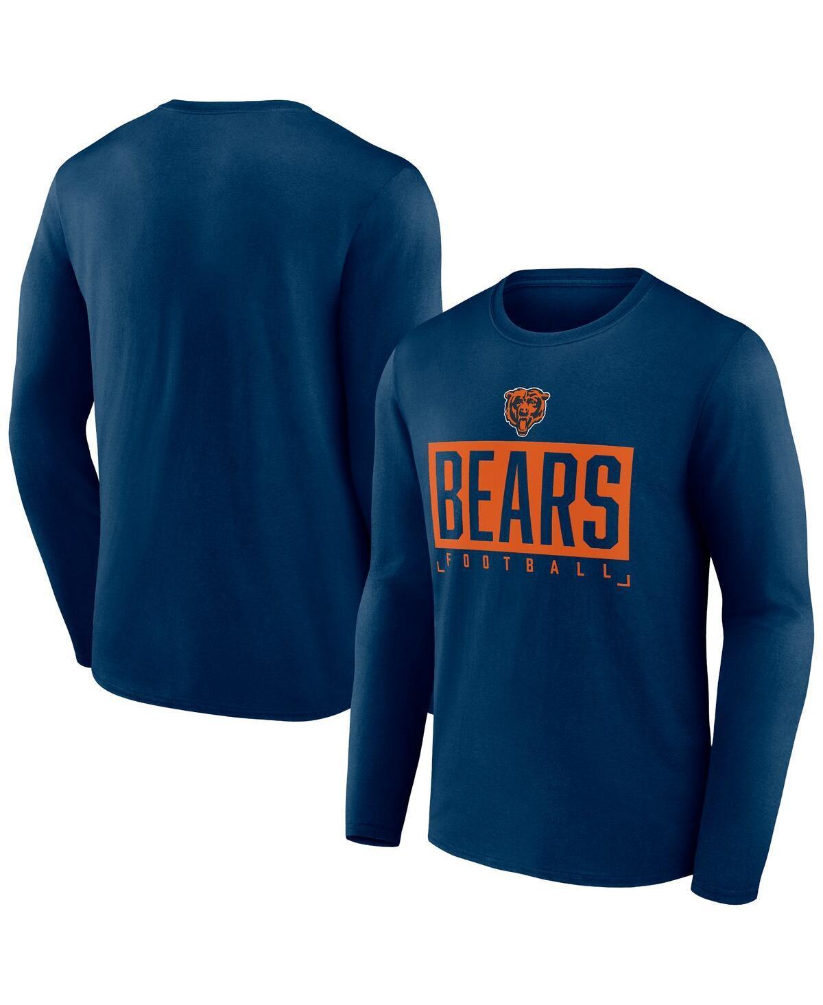 Mens Fanatics Branded Navy Chicago Bears Big & Tall Wordmark Long Sleeve T-Shirt Blue Product Image