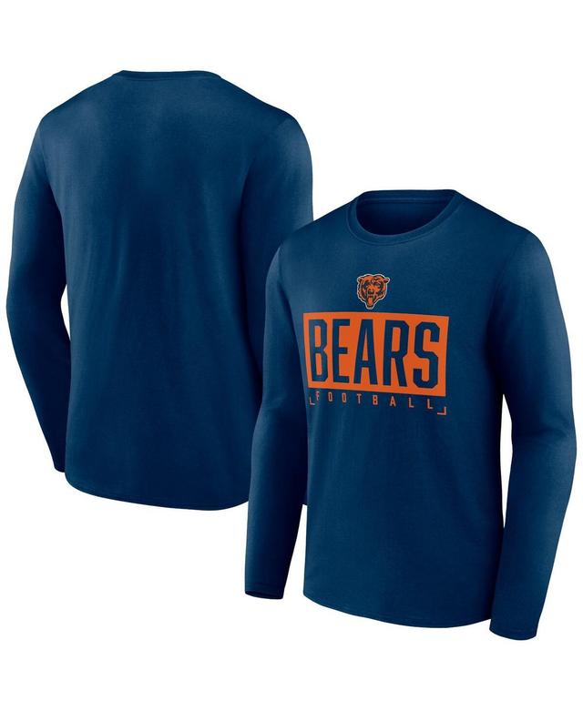 Mens Fanatics Branded Navy Chicago Bears Big & Tall Wordmark Long Sleeve T-Shirt Blue Product Image