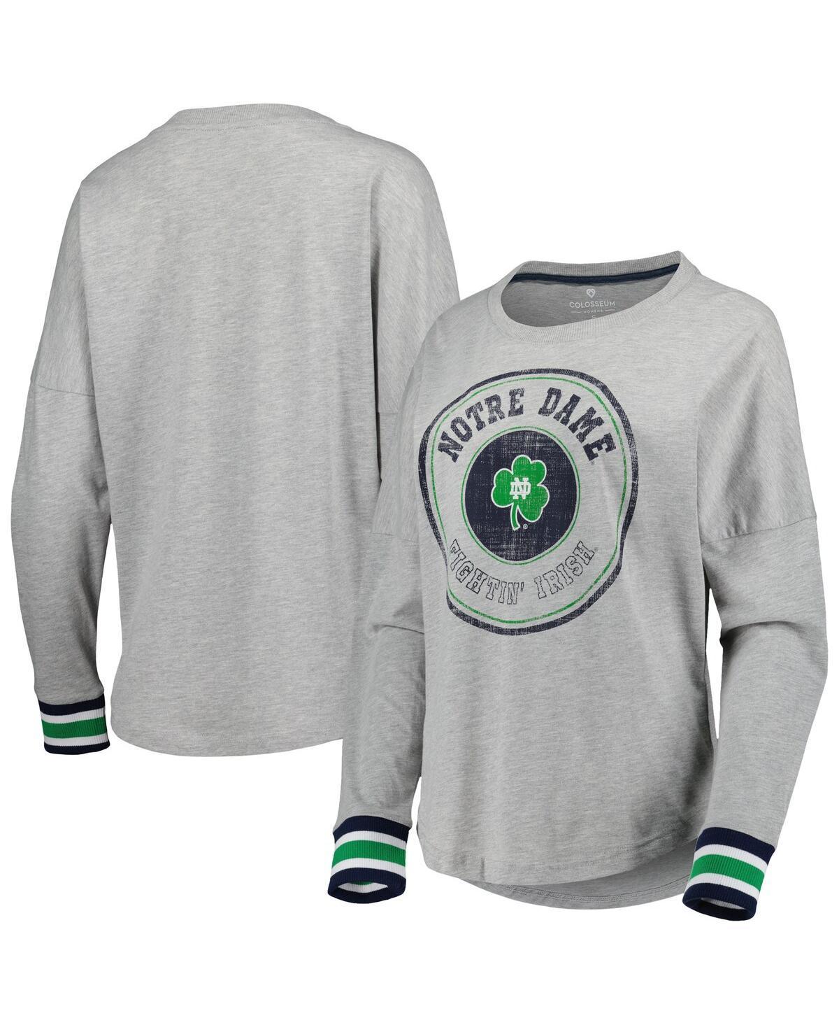 Womens Colosseum Heathered Gray Notre Dame Fighting Irish Andy Long Sleeve T-shirt Product Image