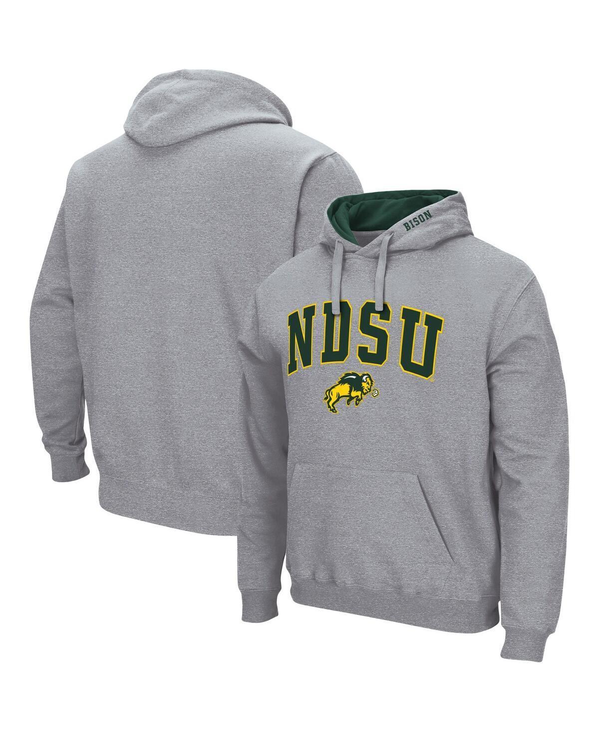 Mens Colosseum Heathered Gray Ndsu Bison Arch and Logo Pullover Hoodie Product Image