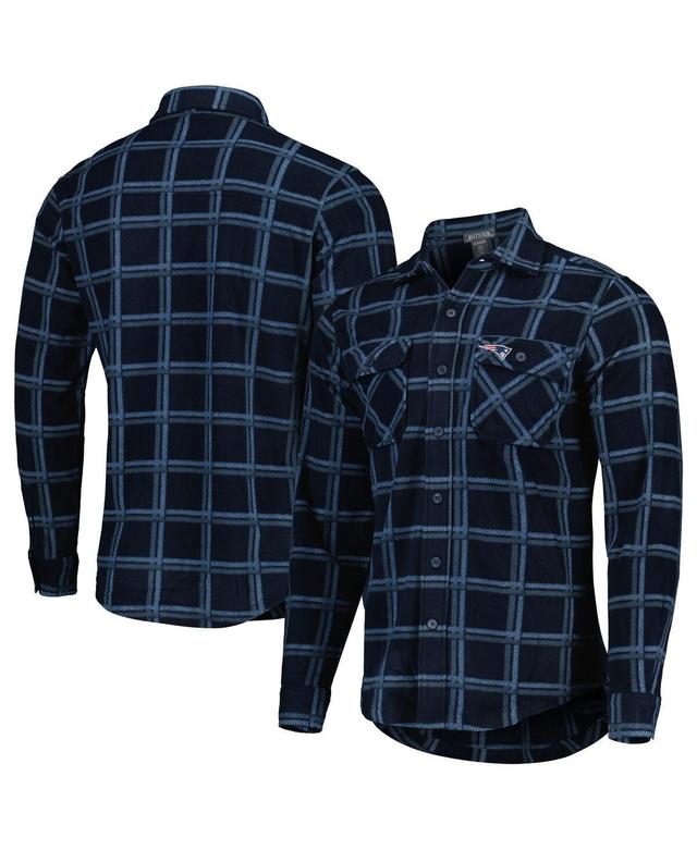 Mens Antigua New England Patriots Industry Flannel Button-Up Shirt Jacket Blue Product Image