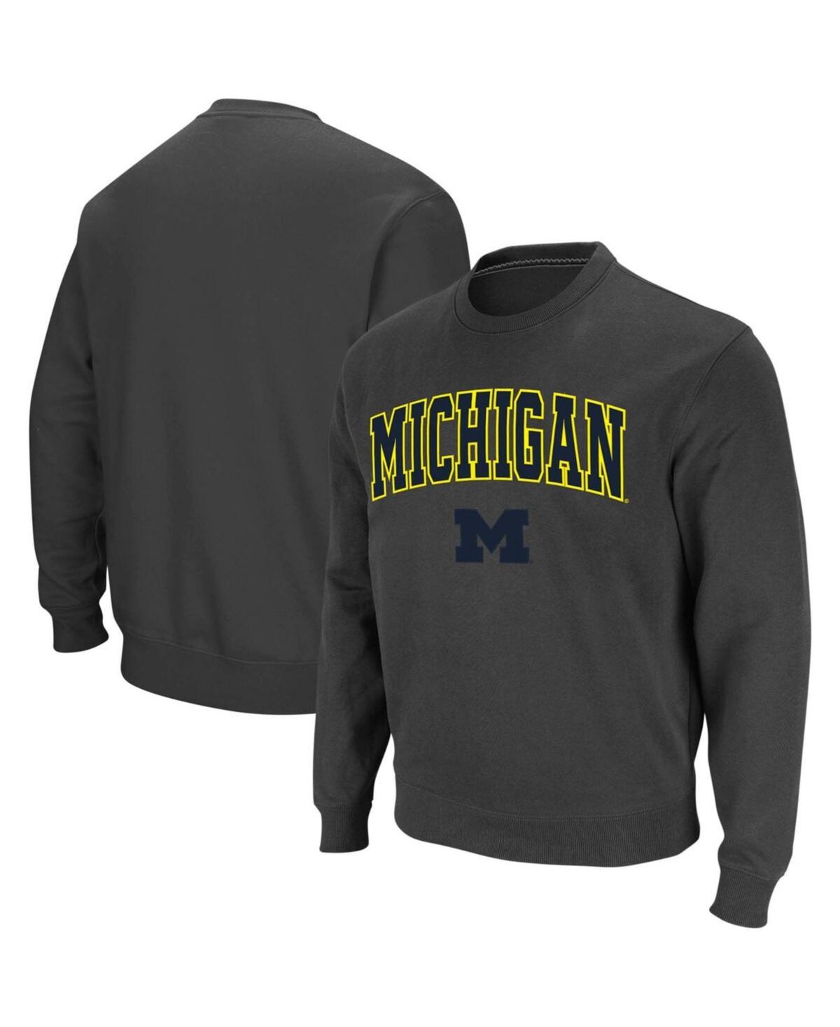 Mens Colosseum Charcoal Michigan Wolverines Arch & Logo Crew Neck Sweatshirt Product Image