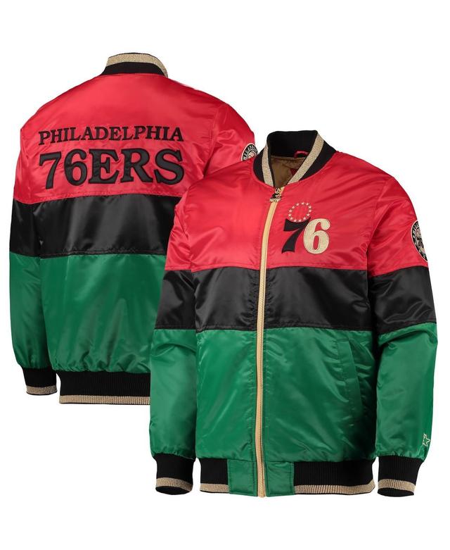 Mens Starter Red and Black and Green Philadelphia 76ers Black History Month Nba 75th Anniversary Full-Zip Jacket - Red, Black Product Image