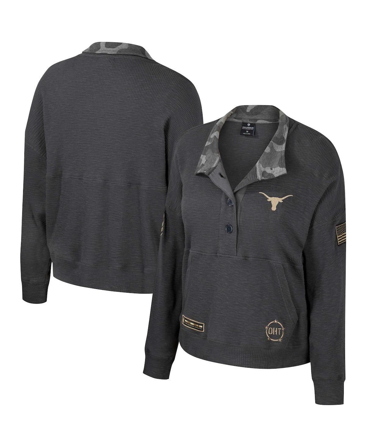 Womens Colosseum Heather Charcoal Texas Longhorns Oht Military-Inspired Appreciation Payback Henley Thermal Sweatshirt Product Image