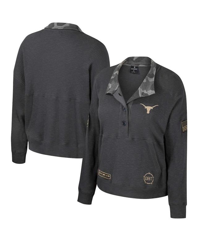 Womens Colosseum Heather Charcoal Texas Longhorns Oht Military-Inspired Appreciation Payback Henley Thermal Sweatshirt Product Image