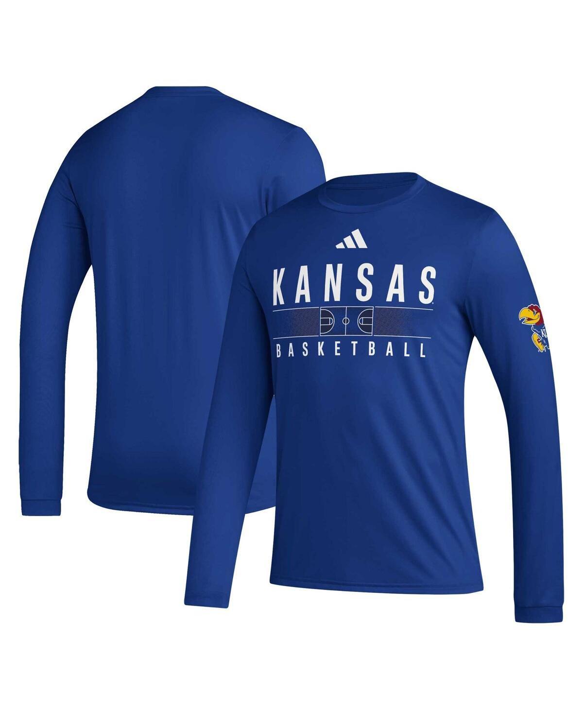 Mens adidas Royal Kansas Jayhawks Practice Basketball Pregame AEROREADY Long Sleeve T-Shirt Product Image