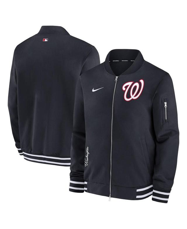 Mens Nike Navy Washington Nationals Authentic Collection Full-Zip Bomber Jacket Product Image