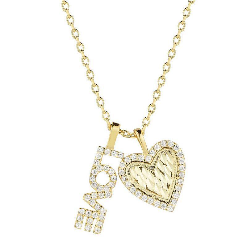 Sunkissed Sterling Cubic Zirconia Love & Heart Pendant Necklace, Womens Multicolor Product Image