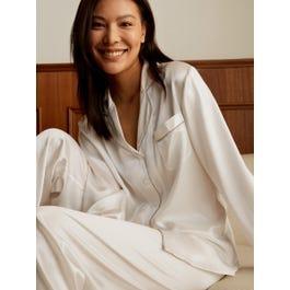 Rhinestone Trimmed Silk Women Pajamas Set Product Image