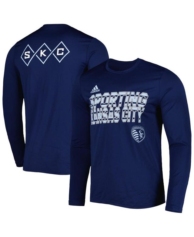 Mens adidas Sporting Kansas City Jersey Hook AEROREADY Long Sleeve T-Shirt Blue Product Image